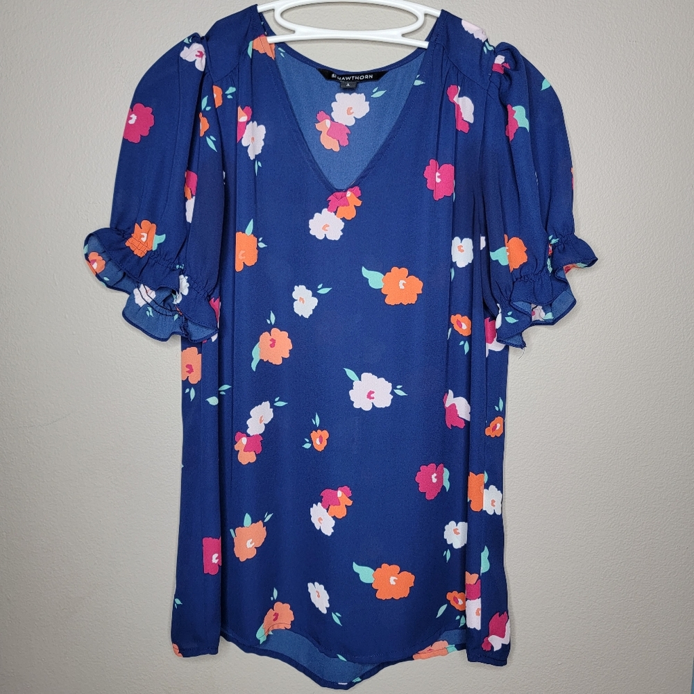 41 HAWTHORNWomen's Megan Ruffle Sleeve Blouse, Size Small EUC